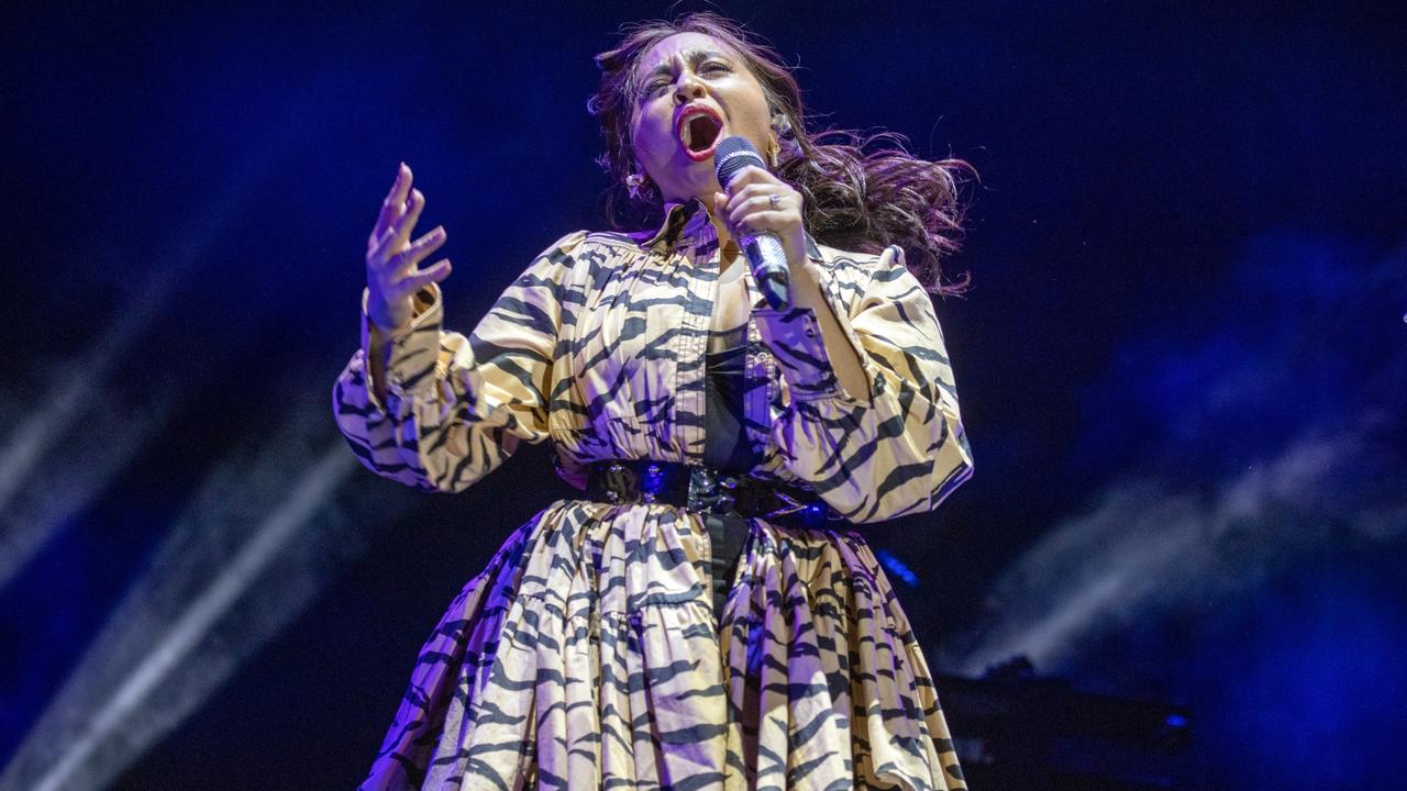 Jessica Mauboy performs the Festival free opening weekend concert at Adelaide Oval on Saturday night. Picture: Tony Lewis