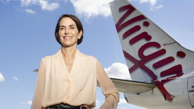 BRISBANE AUSTRALIA - NewsWire Photos MAY 20, 2021: Virgin CEO Jayne Hrdlicka visits the Virgin Brisbane terminal to announce several domestic growth opportunities in response to strengthening leisure and business travel demand. NCA NewsWire / Sarah Marshall