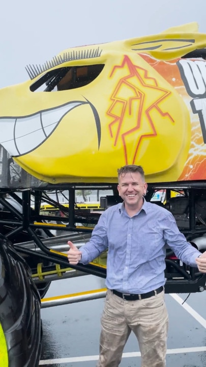 Jarrod Bleijie takes monster truck for a spin