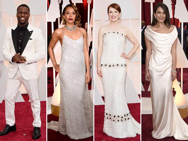 Kevin Hart, Carmen Ejogo, Julianne Moore and Génesis Rodríguez at the Oscars 2015 red carpet. Picture: