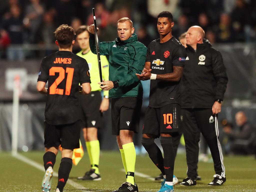 James was subbed out just after the hour mark for Marcus Rashford. (Photo by Naomi Baker/Getty Images)