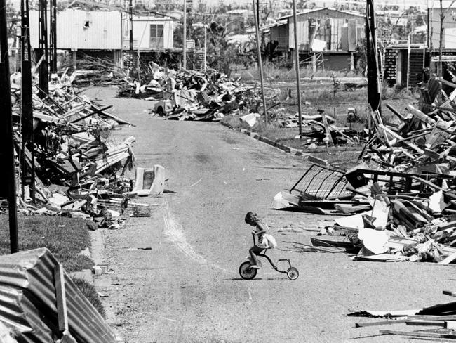 TAUS 60th Anniversary. Darwin, nearly four months after Cyclone Tracy struck. People have started their repair jobs. (April 1975). Picture: Bruce Howard