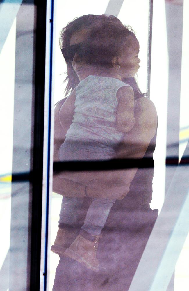 Kim Kardashian and baby North West at Adelaide Airport.