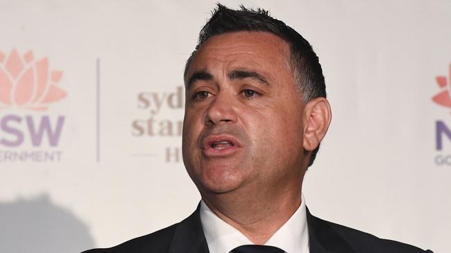 NSW Deputy Premier John Barilaro speaks during a press conference alongside Premier Gladys Berejiklian at the official opening of the Sydney Startup Hub with the Microsoft Australia Managing Director Steven Worrall in Sydney, Wednesday, February 14, 2018. (AAP Image/Peter Rae) NO ARCHIVING