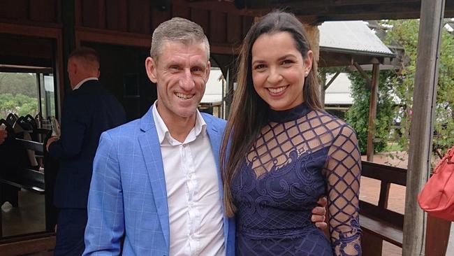 Jockey Adrian Layt and wife Carolina. Picture: Supplied.