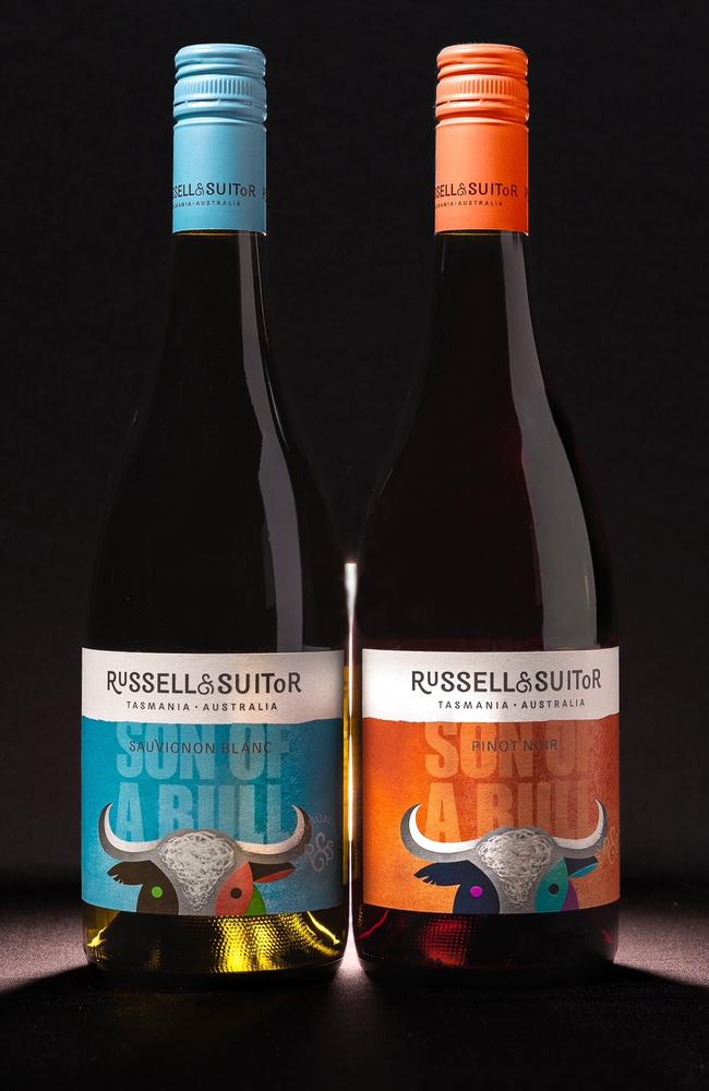 Russell &amp; Suitor Wines' Son of a Bull sauvignon blanc and pinot noir. Picture: Luca Photography