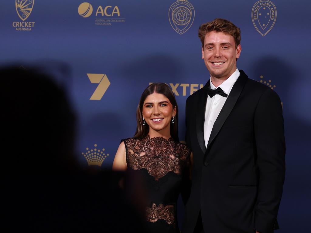 Emily Redwood and Cameron Green. Photo by Morgan Hancock/Getty Images for Cricket Australia