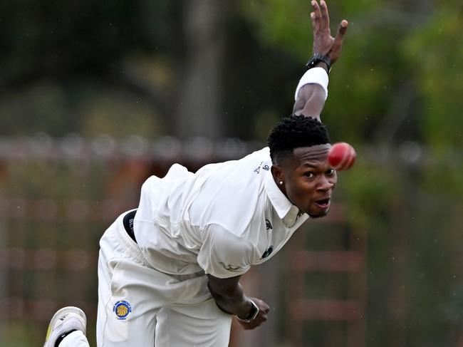 Deer ParkÃs Keon Harding during the VTCA Sunshine United v Deer Park cricket match in Albion, Saturday, Jan. 13, 2024. Picture: Andy Brownbil