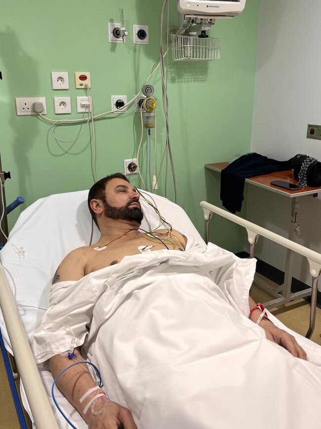 Recent photos show the Toplace founder Jean Nassif in a hospital bed in Lebanon. Picture: Exclusive, The Sunday Telegraph