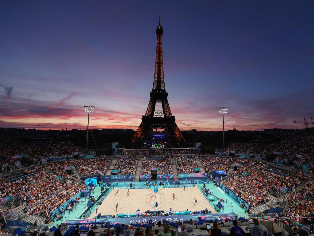 There may not be an actual beach for any of the beach volleyball matches at the Paris Olympics, but the Eiffel Tower Stadium must be one of the most striking venues the sport has ever seen. Pics Adam Head