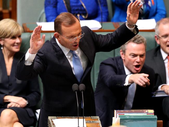 PM Tony Abbott withdraws his comments after calling Opposition leader Bill Shorten .."the Dr Goebbels of economic policy" during Question Time today in the House of Representatives, Federal Parliament, Canberra.