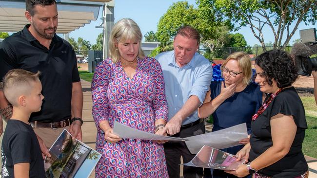 Mayor Athina Pascoe-Bell and Chief Minister Eva Lawler announce $10m worth of infrastructural upgrades in Palmerston. Picture: Pema Tamang Pakhrin
