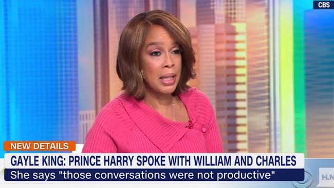 Gayle King talking about Prince Harry and Meghan. Picture: CBS