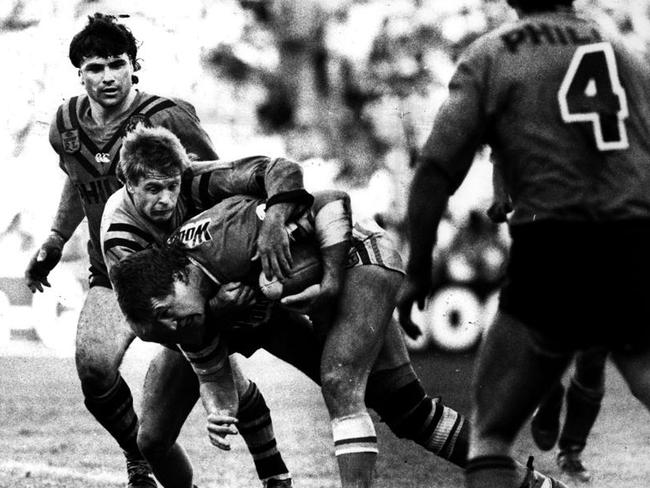 Steve Jackson during the 1989 grand final. He was the last reserve picked by Tim Sheens and didn’t think he’d get on the field. Picture: News Corp Australia