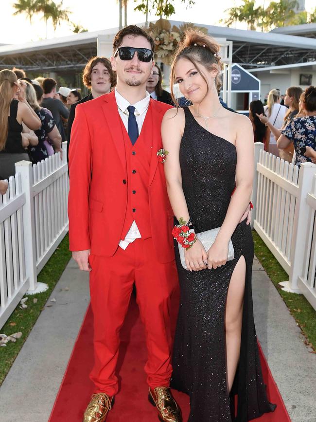 Harrison Foster and Tahlia Parker at the 2023 Caloundra State High School Year 12 formal. Picture: Patrick Woods.