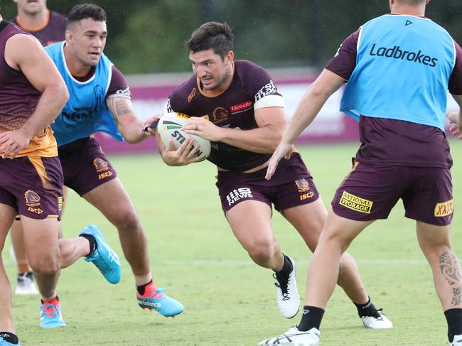 Matt Gillett. The Brisbane Broncos training at Red Hill.  Pic Peter Wallis