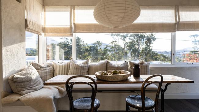 The Binney’s sunny dining nook complete with French bistro dining table and bentwood chairs. Picture: Dearna Bond