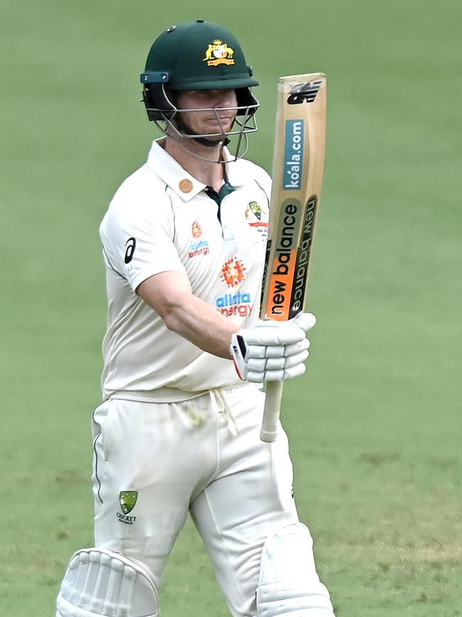 Smith after scoring a half century at The Gabba in January.