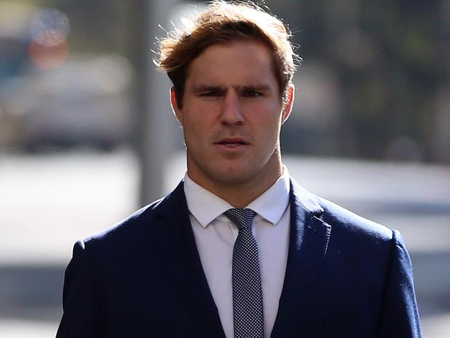 NRL star Jack de Belin pleaded not guilty to sexual assault. Picture: NCA NewsWire/Christian Gilles