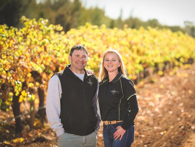 Nelson and Zoe Dichiera of the Borderland grape farm near Mildura.