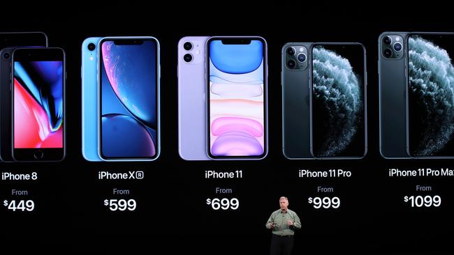 Apple's senior vice president of worldwide marketing Phil Schiller talks about the new iPhone 11 Pro. Picture: Getty Images/AFP