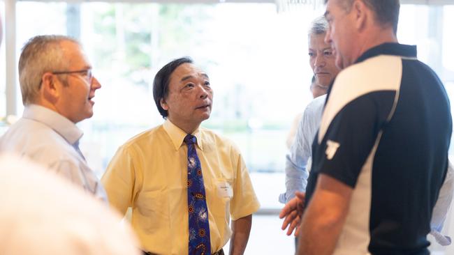 Inpex president and chief executive Takayuki Ueda (short sleeves) in Darwin last week.