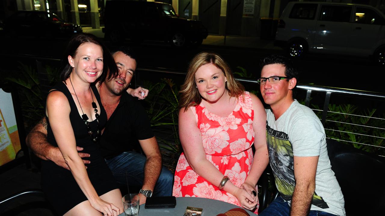 AFTER DARK: (L-R) Kirsty Feste, Darryl Cripps, Sharlee Giannoukas and Jaye Ferguson enjoying the night at The Grand Hotel, Gladstone. Photo Tom Huntley / The Observer