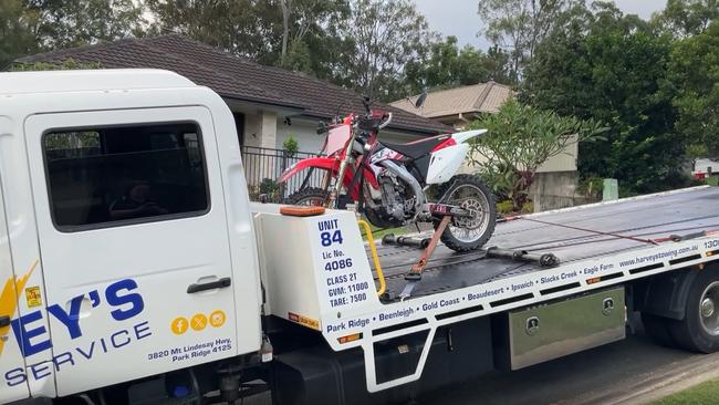 Videos released by police show the moment officers chase down teens and seize several motorbikes in an operation targeting ‘anti-social’ youth behaviour. Photo: Queensland Police