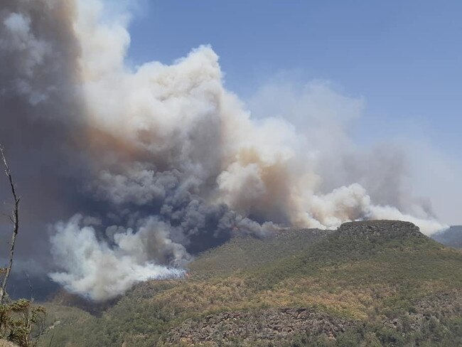 Photo of the Kangaroo Valley fires taken by the Kangaroo Valley Volunteer Rural Fire Brigade, January 5. Picture: Facebook