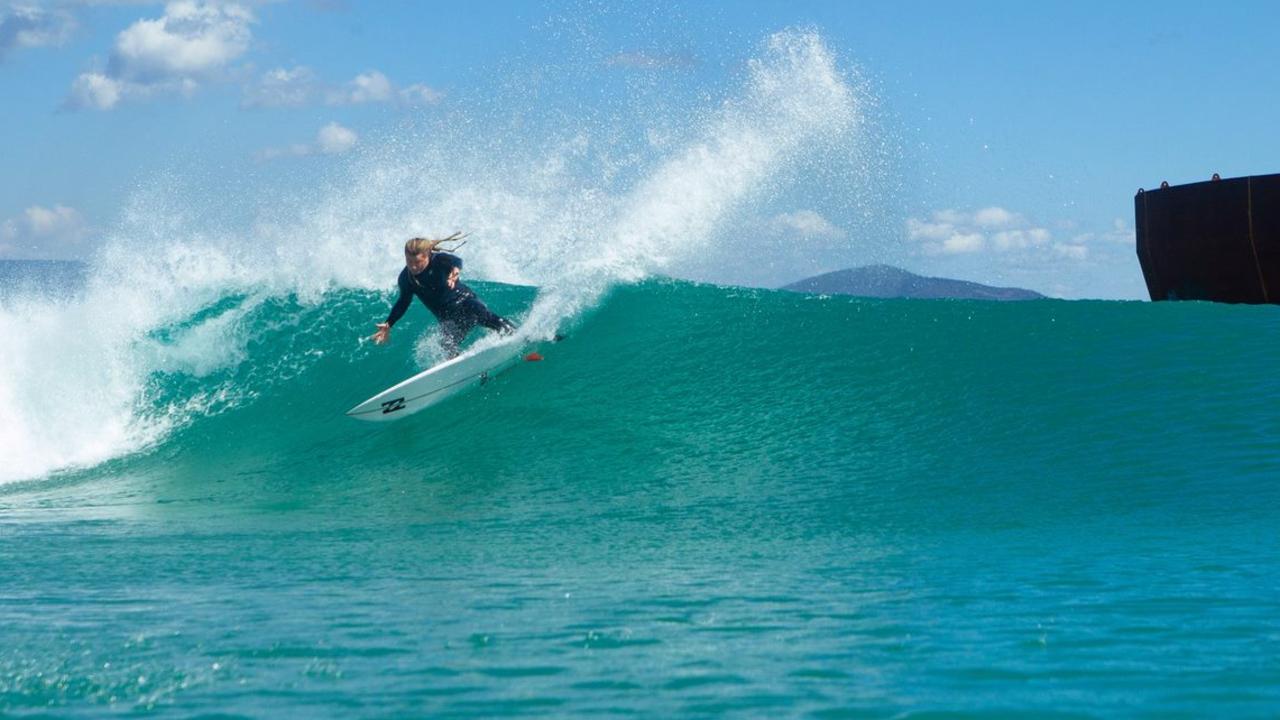 Mark 'Occy' Occhilupo carves up one of the breaks that was named after him at Surf Lakes.