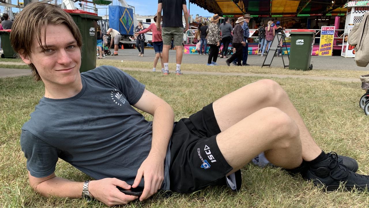 Jacob Wegner relaxes at the Mackay Show on Thursday, June 16. Picture: Duncan Evans