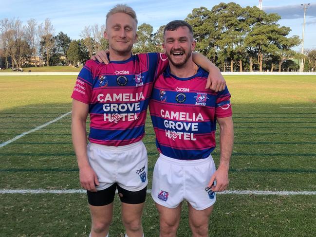 Andy Tull and Troy Dodds of the Alexandria Rovers reserve grade team in the Souths Juniors competition. Picture: Contributed