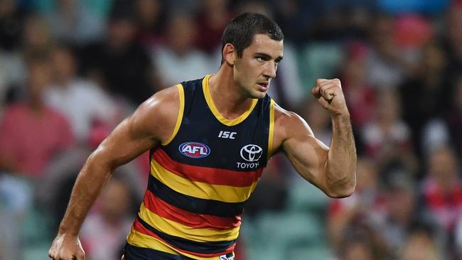 Taylor Walker celebrates one of his four goals. Picture: AAP