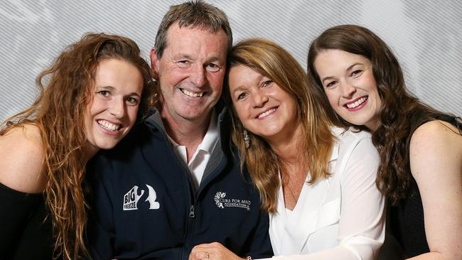 Neale Daniher and his wife Jan with daughters Rebecca and Lauren in 2016. Picture: Ian Currie