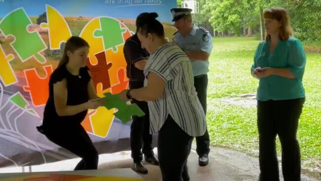 Cairns mother Natalie Sonenko, who lost her son in a road fatality in February, helps to launch Rural Road Safety month.