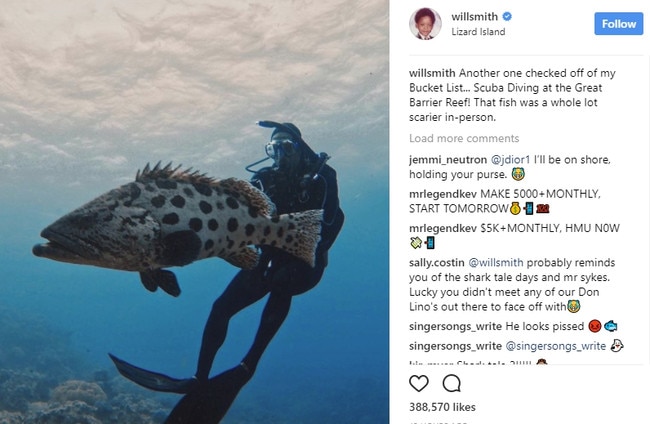 Will Smith’s encounter with a Far North Queensland cod has caused a stir on social media.