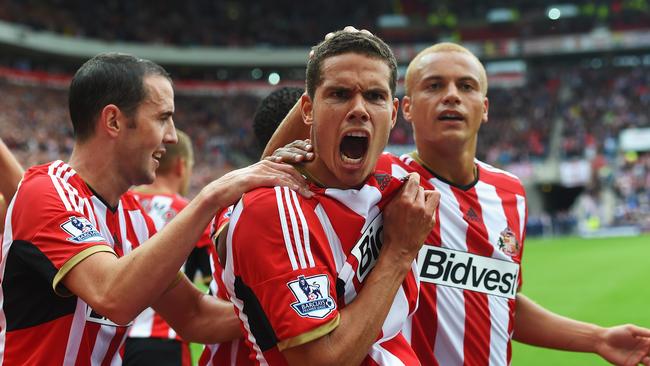 Jack Rodwell of Sunderland celebrates scoring his goal.