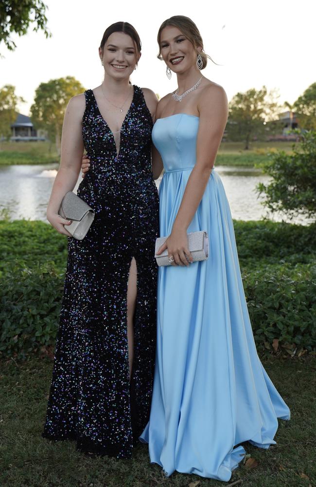 Holly Taylor and Alana Gee at the Mackay North State High School formal at Windmill Function Centre, November 19, 2021. Picture: Heidi Petith