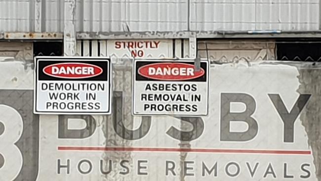 An asbestos demolition site at the corner of South and Denison streets, Rockhampton.