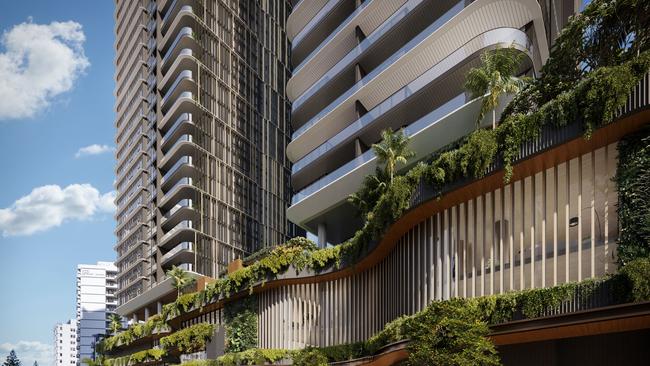 Artist impression of the Victoria and Albert (V & A) towers which will replace the Niecon Plaza in Broadbeach. Picture: Iris Capital