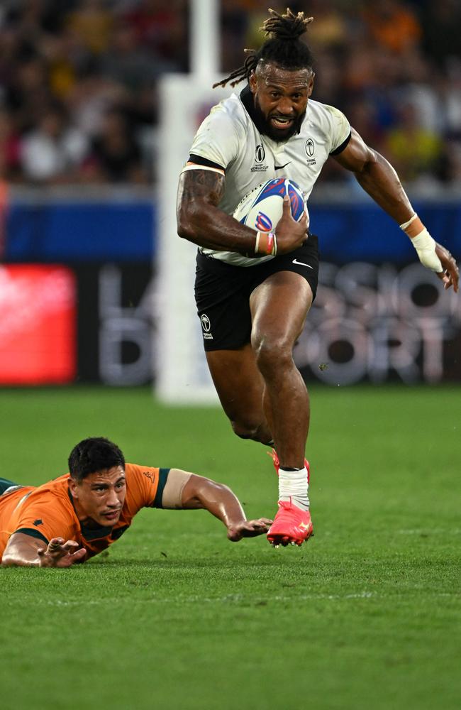 Fiji's outside centre and captain Waisea Nayacalevu (R) has announced his international retirement. Picture: Olivier Chassignole/ AFP