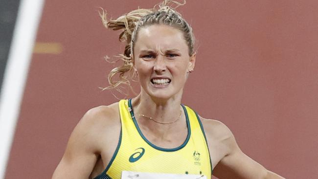 Tokyo 2020 Olympic Games Day 10. 02/08/21.  Athletics semifinals and qualifications at the Olympic  Stadium in Tokyo, Japan.  Australias Riley Day [far left] in the Womens 200m semifinal, finishing fourth. Picture: Alex Coppel.