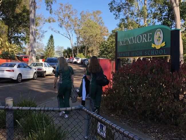 Students at Kenmore State High School are protesting a recent change to the school's uniform policy in a 'day of dissent'. Picture: Darren Cartwright