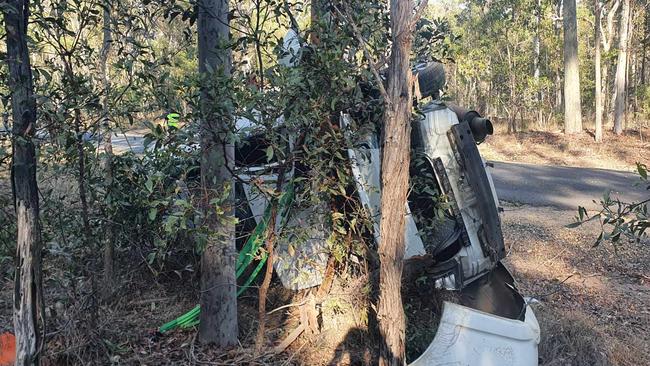 A car smashed into a tree at Gunalda.