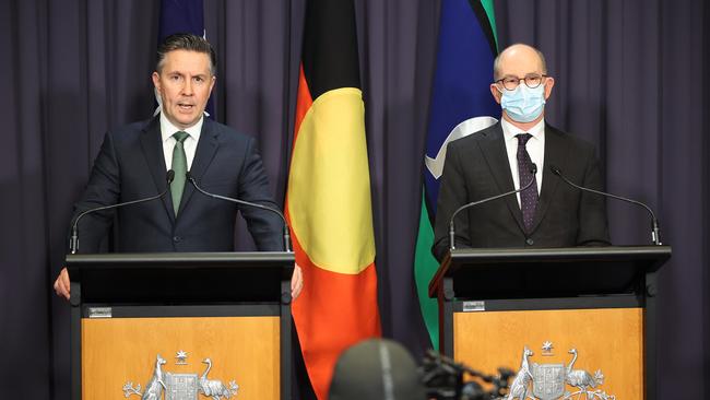 Health Minister Mark Butler with Chief Medical Officer Paul Kelly. Picture: Gary Ramage