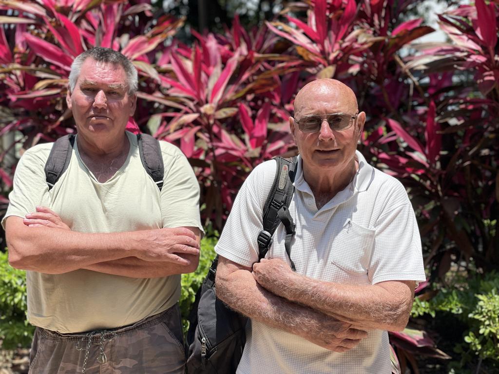 Magnetic Island retirees Mark Fishburn, 68, and Tony Green, 79, are concerned about their futures. Picture: Leighton Smith.