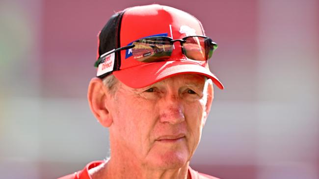 BRISBANE, AUSTRALIA - MARCH 23: Coach Wayne Bennett is seen during a Dolphins NRL training session at Suncorp Stadium on March 23, 2023 in Brisbane, Australia. (Photo by Bradley Kanaris/Getty Images)