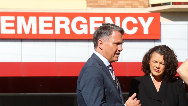 Labor deputy leader Richard Marles and Corangamite MP Libby Coker in Geelong to announce an urgent care clinic. Picture: Alison Wynd