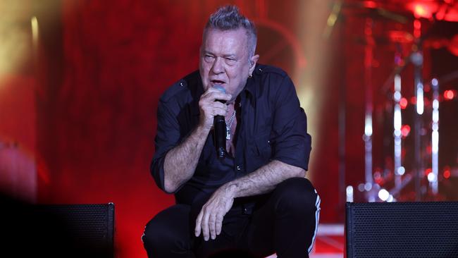 Jimmy Barnes takes to the stage at Bluesfest after being welcomed by Anthony Albanese. Picture: Toby Zerna