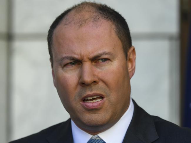 Australian Treasurer Josh Frydenberg speaks during a press conference at Parliament House in Canberra, Thursday, June 18, 2020. (AAP Image/Lukas Coch) NO ARCHIVING